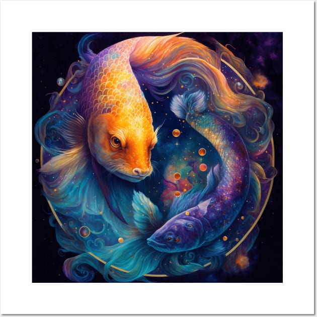 Cosmic Pisces V3: A Zodiac Portrait in a Galaxy of Colors Wall Art by TheBossBabe